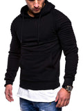 Male Casual Stretchy Striped Pleated Raglan Sleeve Pullover Hoodie