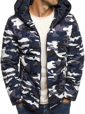 Men's Comfy Fashion Camouflage Hooded Cotton Down Coat