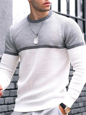 Trendy Round Neck Oversized Contrast Color Men's Sweaters