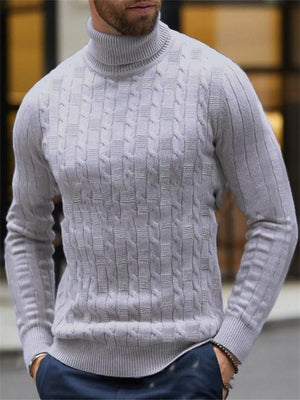 Men's Knitted Twist Turtleneck Simple Fashion Pullover Sweater