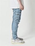 Slim Fit Denim Pants With Multiple Pockets