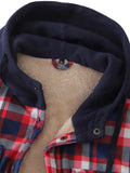 Men's Trendy Plaid Pattern Thermal Long Sleeve Hooded Jacket With Pockets