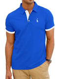 Men's Slim Fit Deer Graphic Embroidery Casual Short Sleeve Polo Shirt