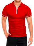 Men's Sporty Thin Breathable Short Sleeve Quarter-Zip Polo Shirt