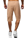 Mens Comfy Breathable Solid Color Casual Knee Shorts