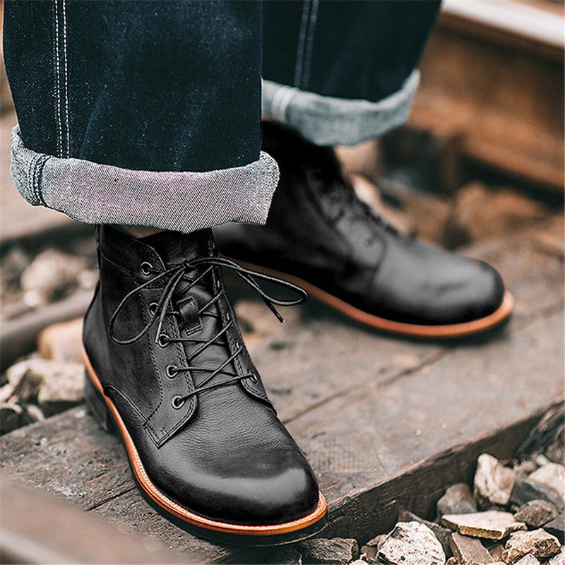 Men Vintage Leather Ankle Boots – KiloMens