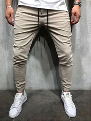 Mens Casual Drawstring Elastane Ankle Pants