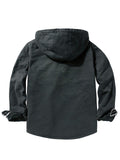 Men's Winter Casual Solid Color Plush Hooded Thermal Coats