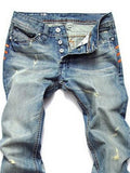 Daily Wear Casual Ripped Washed Effect Slim Jeans For Men