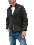 Men's Classic Solid Color Front Zipper Turtleneck Knitted Sweater