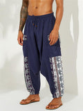 Mens Floral Printing Casual Baggy Harem Pants