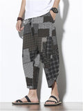 Fashion Loose Patch Linen Ankle Pants