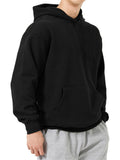 Trendy Sports Large Pockets All Match Black Hoodie Mens