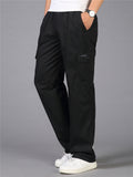 Mens Casual Loose Comfy Pure Color Cargo Pants