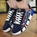 Mens Fashion Breathable Print Personality Casual Lace Up Shoes