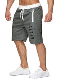 Mens Print Patchwork Drawstring Knee Shorts