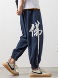 Loose Comfy Character Print Linen Cropped Pants