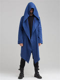 Men's Street Ultra Light Hooded Long Cardigan Cloak with Pockets