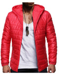 Men's Casual Solid Color Hooded Collar Zipper Warm Coats