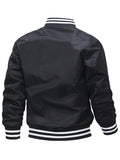 Trendy Vivid Men's Autumn Winter Stand-up Varsity Jacket