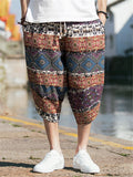 Comfy Retro Casual Print Elastic Waist Cropped Pants