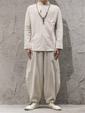 High Quality Winter's Thick Cotton Linen Loose  Tops+Trousers Sets