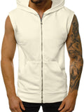 Summer Simple Sleeveless Zipper Running Fitness Hoodies for Men