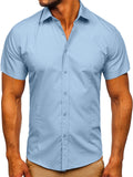 Men's Simple Office Wear Summer Turn Down Collar Button Shirts