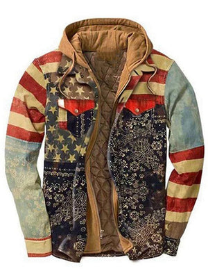 Comfy Creative Printed Zip Cotton Hooded Flannel Jacket