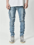 Slim Fit Denim Pants With Multiple Pockets