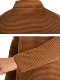 Men Warm Stand-Up Collar Ribbed Detailing Front Zip Long Sleeve Shirt