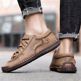 Men's Retro Microfiber Soft Rubber Sole Anti-slip Lace Up Shoes