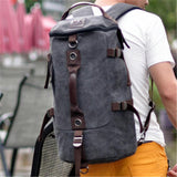 Men Large Capacity Leather Outdoor Travel Backpack Bucket Bag