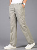 Mens Casual Loose Comfy Pure Color Cargo Pants