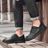 Mens Comfy Plus Size Stitching Print Lace Up Cargo Loafers