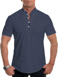 Men's Mandarin Collar Short Sleeve Henley Shirts