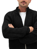 Men's Classic Solid Color Front Zipper Turtleneck Knitted Sweater