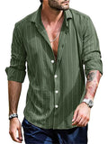 Male Fashion Vertical Stripes Shirts in Spring Autumn