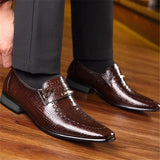 Casual Trendy Low-Top Slip-On Alligator Pattern Dress Shoes For Men