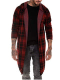 Simple Style Casual Plaid Loose Hooded Cloaks Coats For Men