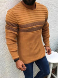 Mens Casual Warm Patchwork O Neck Sweaters