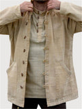 Men's Ethnic Style Vintage Hooded Solid Color Casual Coat