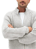 Men's Classic Solid Color Front Zipper Turtleneck Knitted Sweater