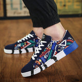 Mens Fashion Breathable Print Personality Casual Lace Up Shoes