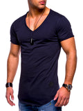 New Holiday Men's Summer Solid Fit V Neck Short-Sleeved T-shirt