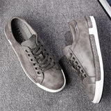 Mens Fashion Leather Lace-up Flat Casual Shoes