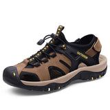 Mens Breathable Comfy Lightweight Outdoor Leather Sports Sandals