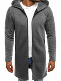 Men's Casual Striped Mid-Length Hooded Sweatshirt