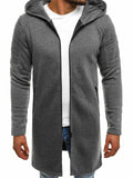 Men's Casual Striped Mid-Length Hooded Sweatshirt