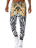 Elastic Waist Drawstring Mid-Rise Vibrant Graphic Print Track Pants